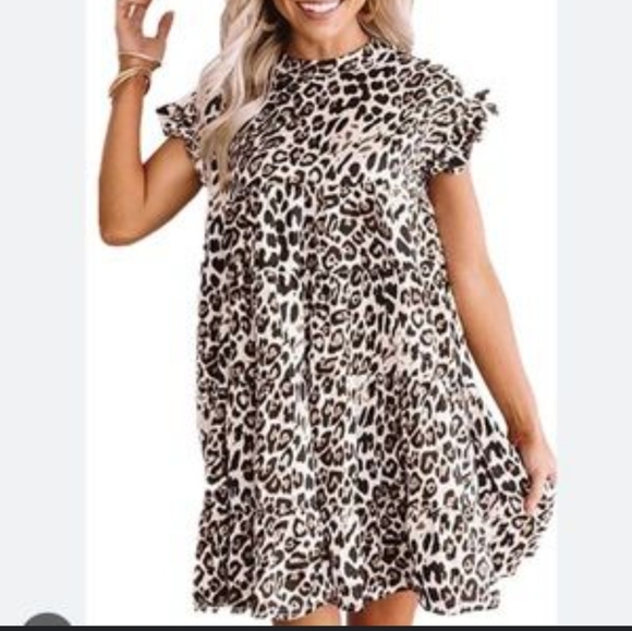 Cupshe Sabrina women's large animal leopard print A-frame dress - Picture 1 of 10